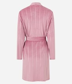 Robe Curto em Plush com Textura Listrada