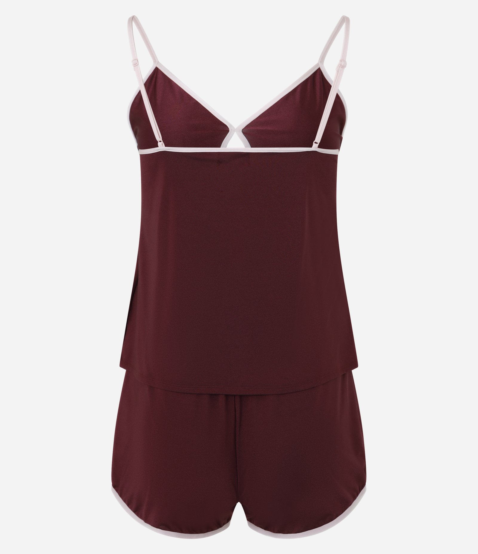 Pijama Short Doll Alcinha em Poliamida com Detalhe Vazado no Decote Vinho 5