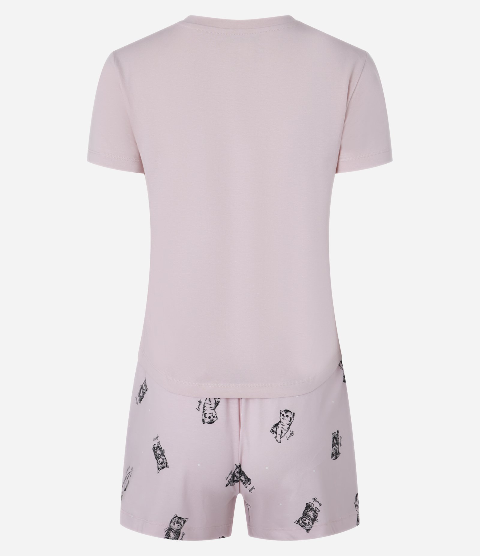 Pijama Short Doll em Algodão com Estampa de Gatinhos Rosa 6
