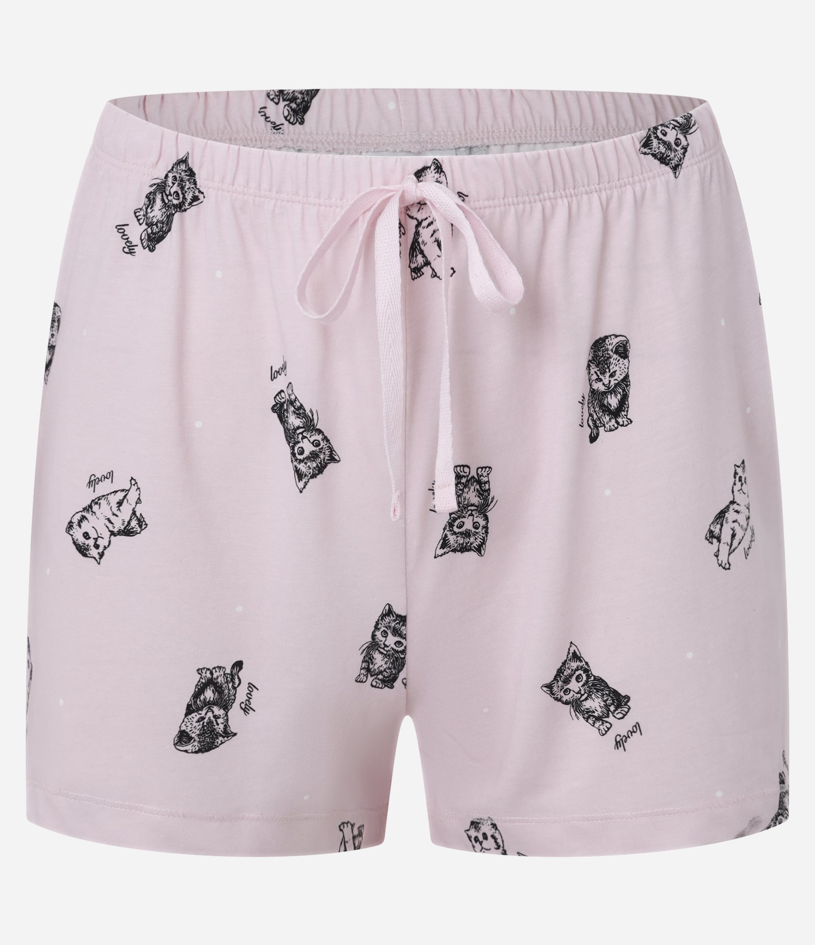 Pijama Short Doll em Algodão com Estampa de Gatinhos Rosa 7