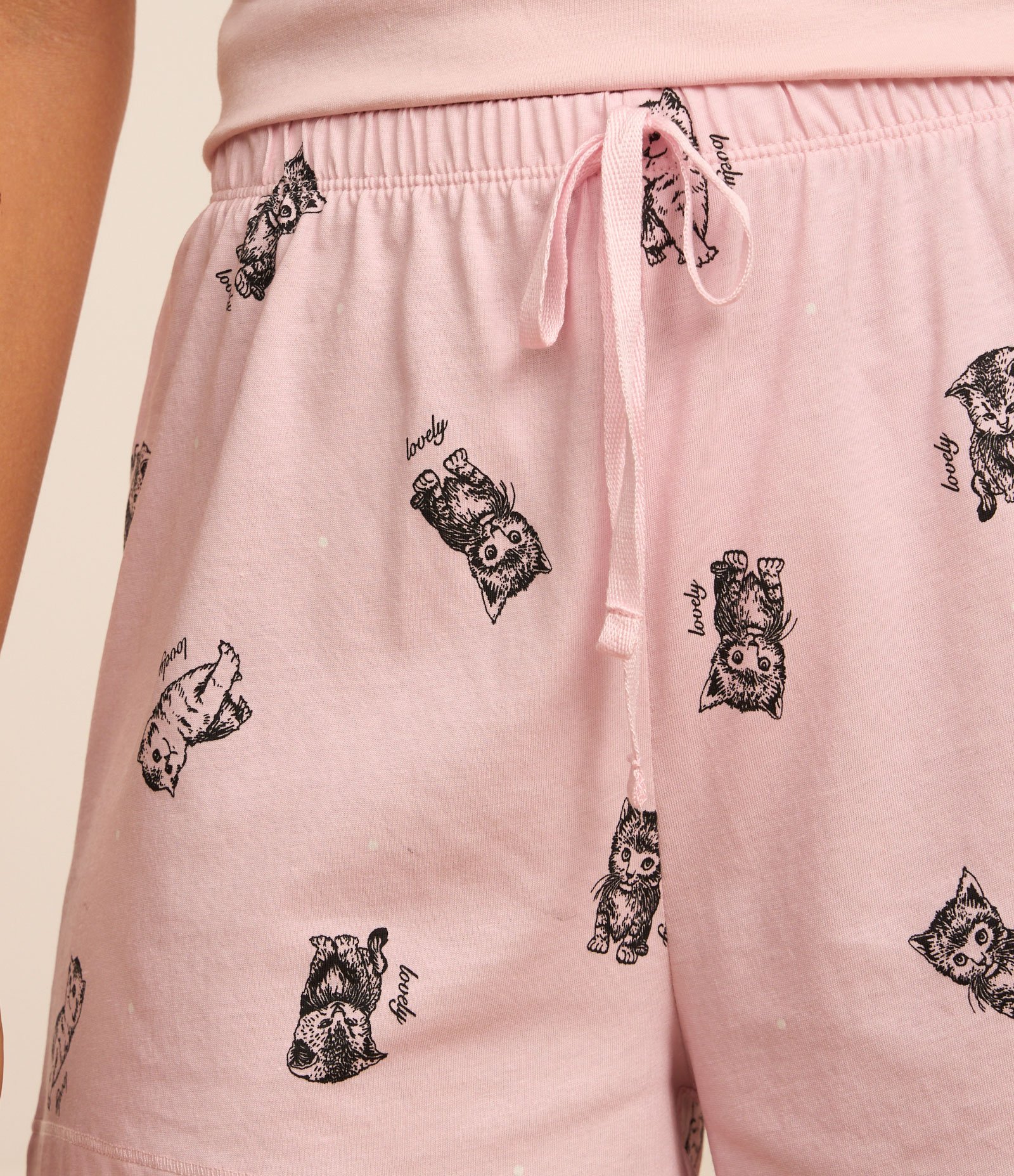Pijama Short Doll em Algodão com Estampa de Gatinhos Rosa 4