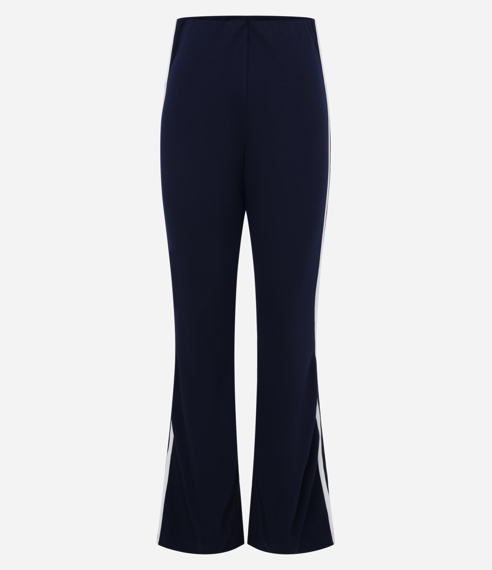 Calça Flare em Ponto Roma com Friso na Lateral Azul Marinho 1