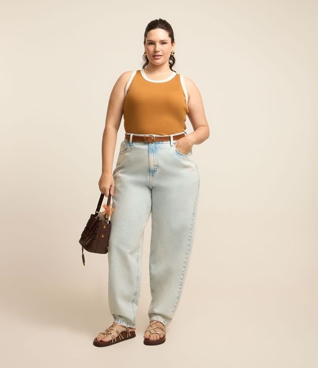 Regata em Ribana com Detalhe Contrastante Curve & Plus Size