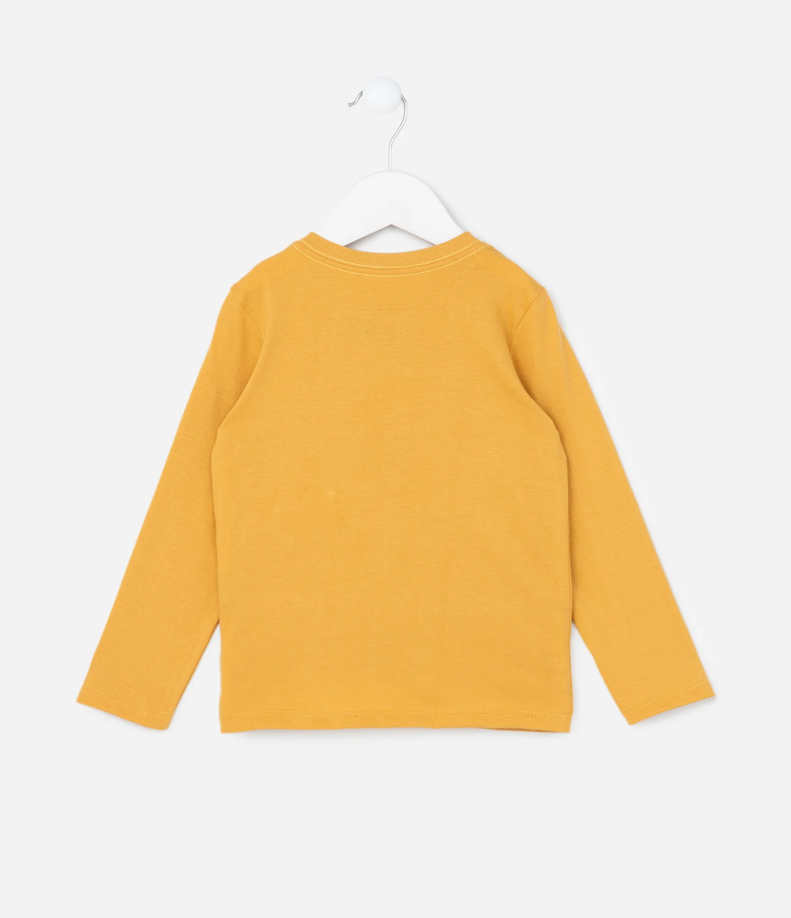 Camiseta Infantil com Bolsinho e Estampa de Dino - Tam 1 a 6 Anos Amarelo 2