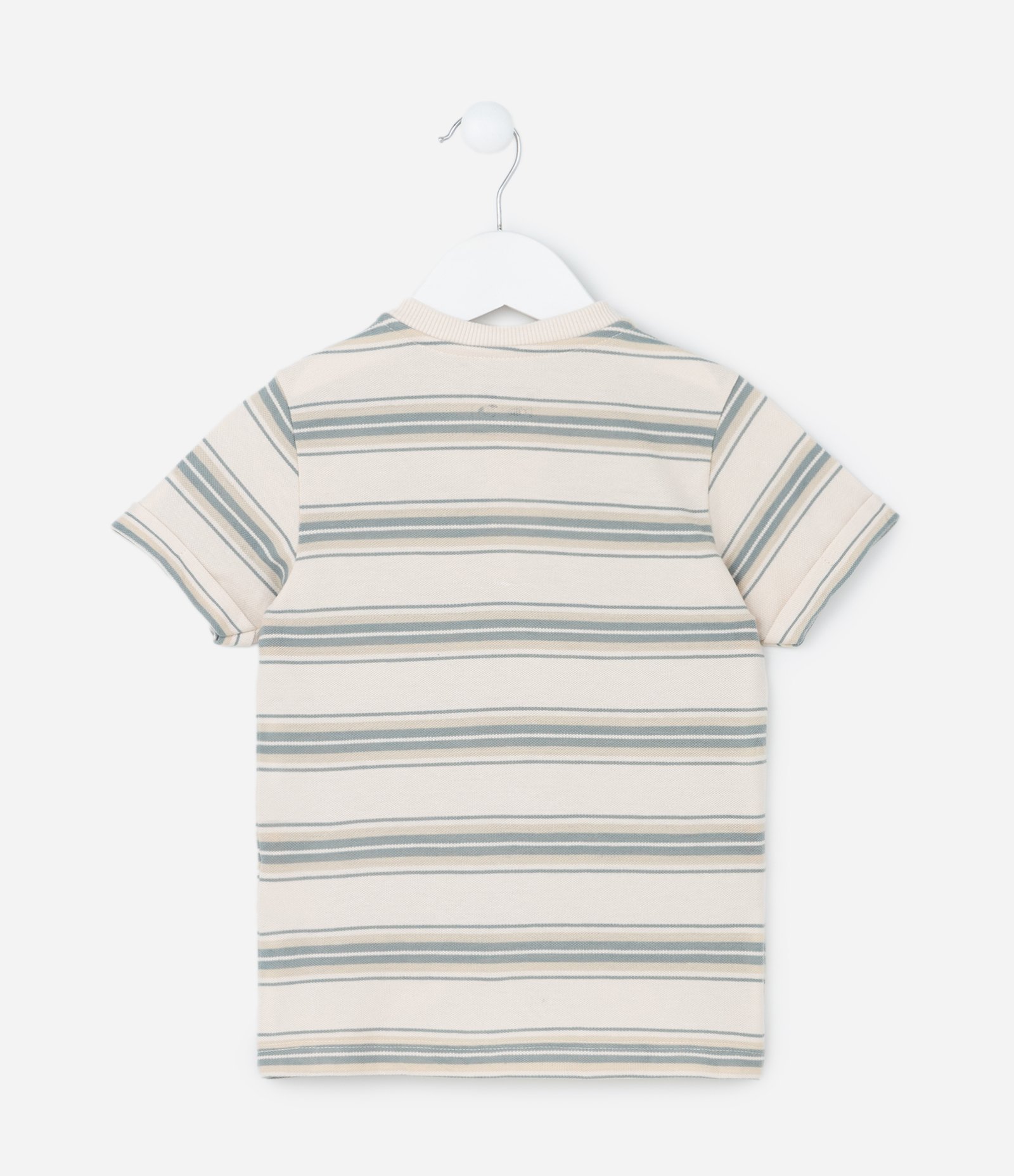 Camiseta Infantil com Estampa Listrada - Tam 1 a 6 Anos Bege/Verde 2