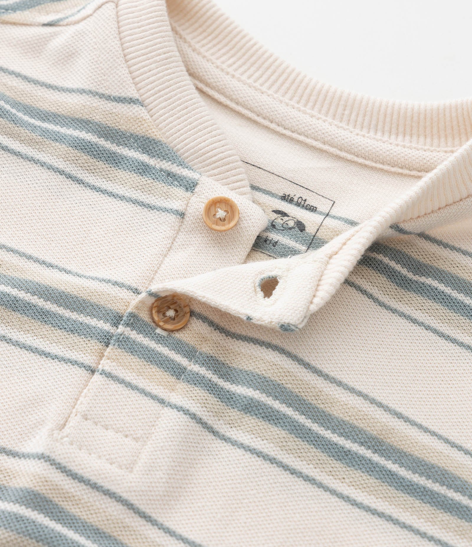 Camiseta Infantil com Estampa Listrada - Tam 1 a 6 Anos Bege/Verde 4