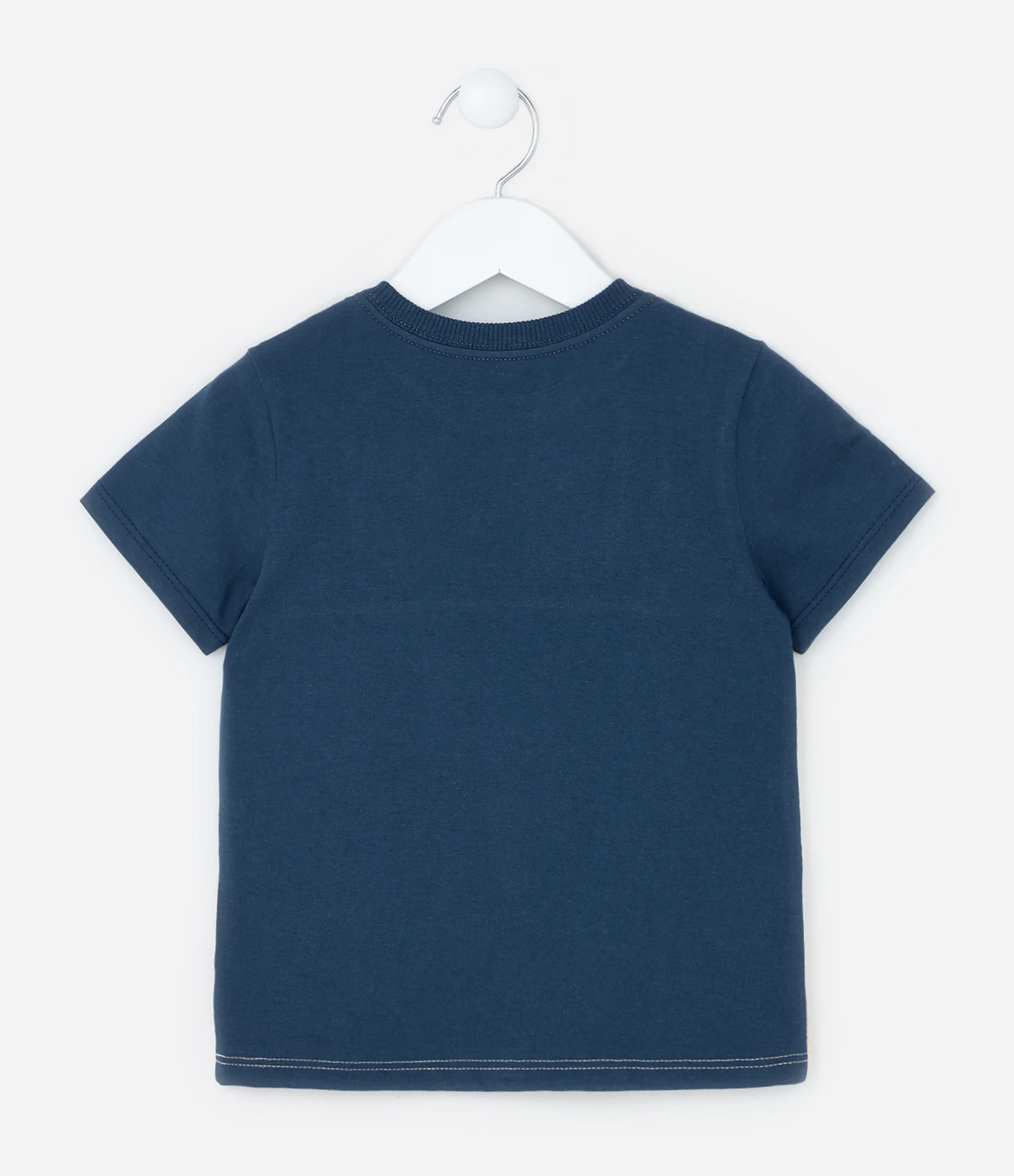 Camiseta Infantil com Recorte e Viés Contrastante - Tam 1 a 6 Anos Azul/Bege 2