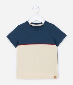 Camiseta Infantil com Recorte e Viés Contrastante - Tam 1 a 6 Anos
