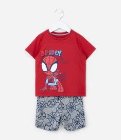 Pijama Curto Infantil com Estampa Spidey - Tam 2 a 6 anos