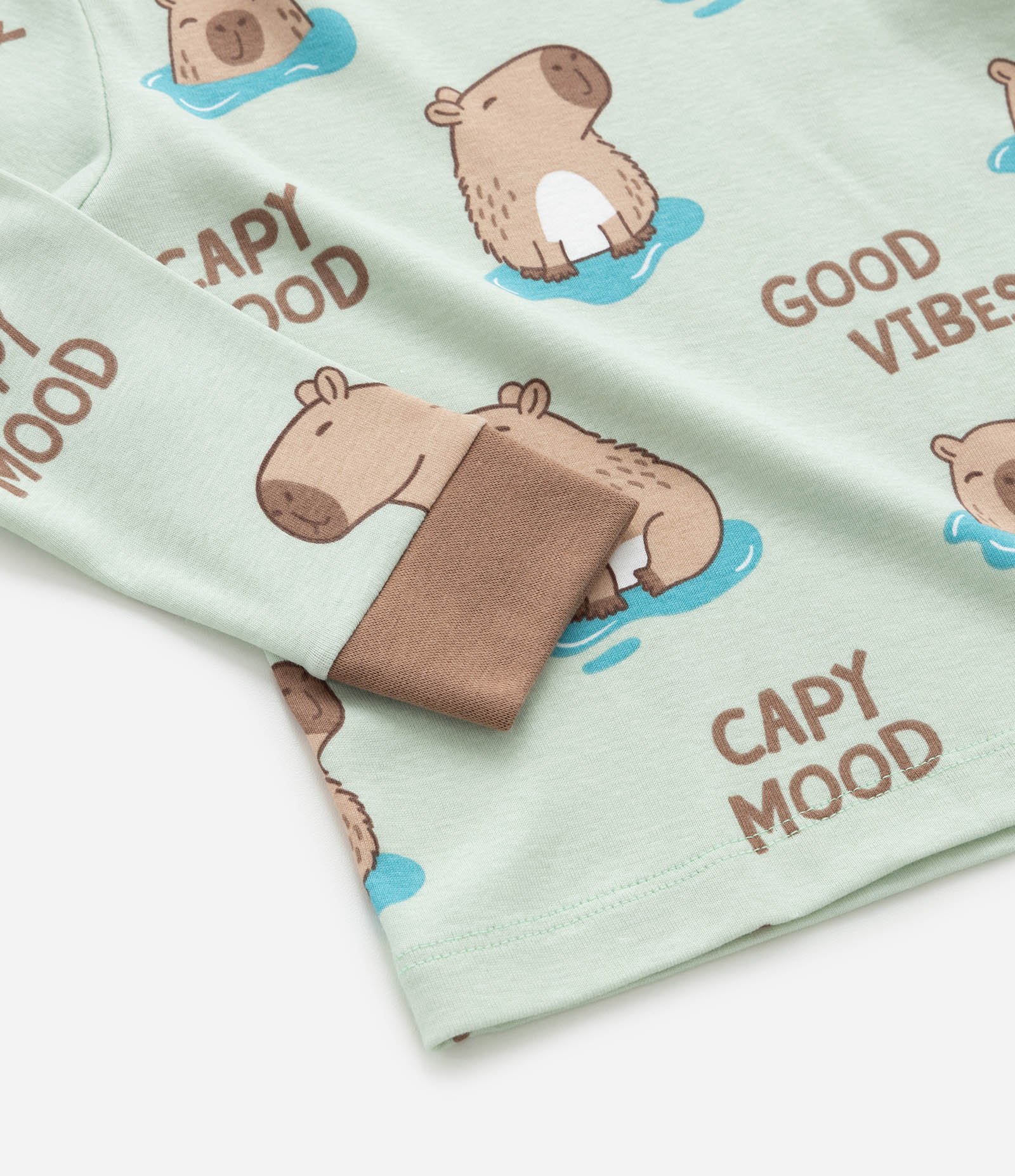 Pijama Infantil em Algodão com Estampa Capivarinhas - Tam 1 a 6 Anos Verde 9