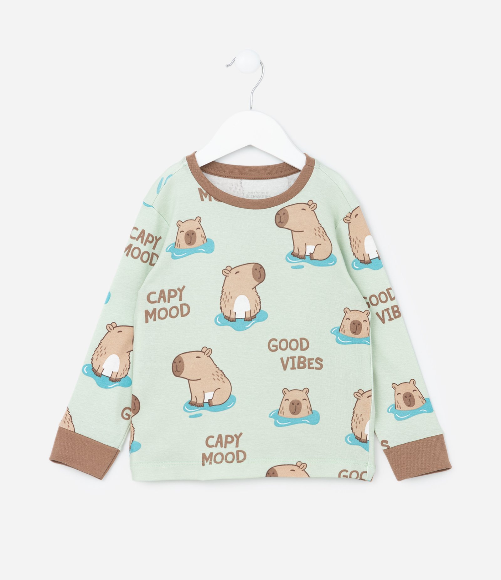 Pijama Infantil em Algodão com Estampa Capivarinhas - Tam 1 a 6 Anos Verde 2