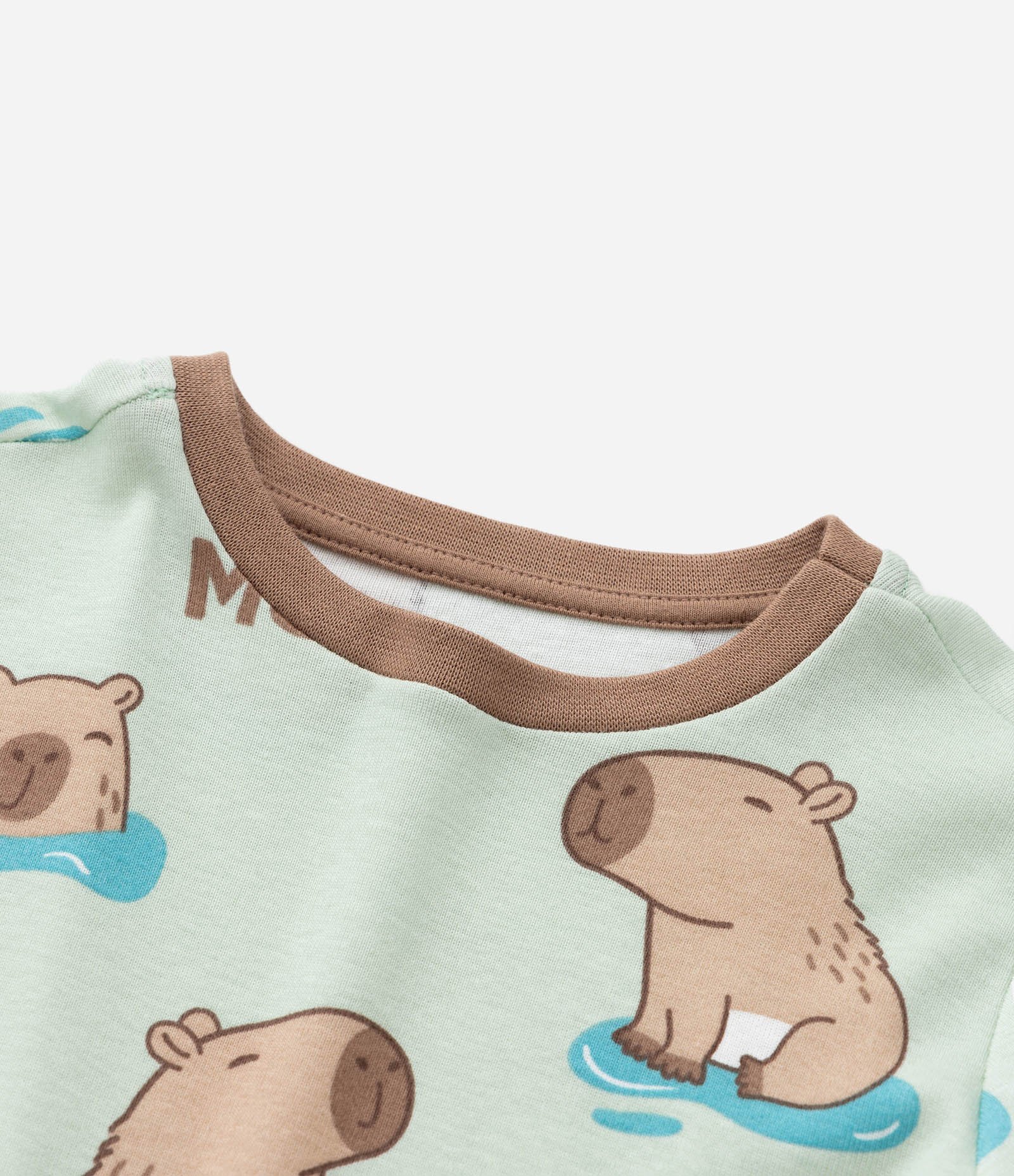 Pijama Infantil em Algodão com Estampa Capivarinhas - Tam 1 a 6 Anos Verde 5