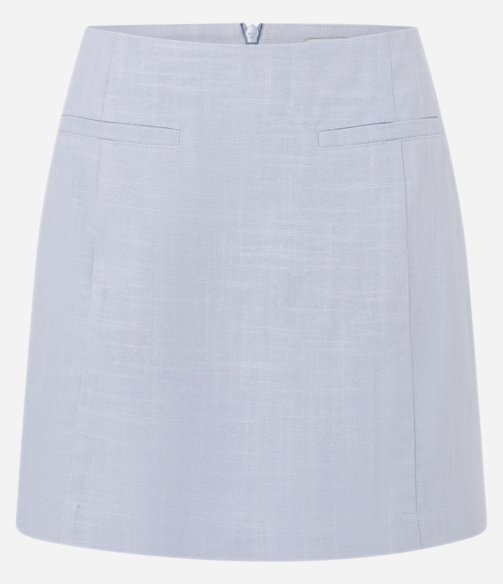 Saia Curta em Viscose e Linho com Bolsinhos Azul 6