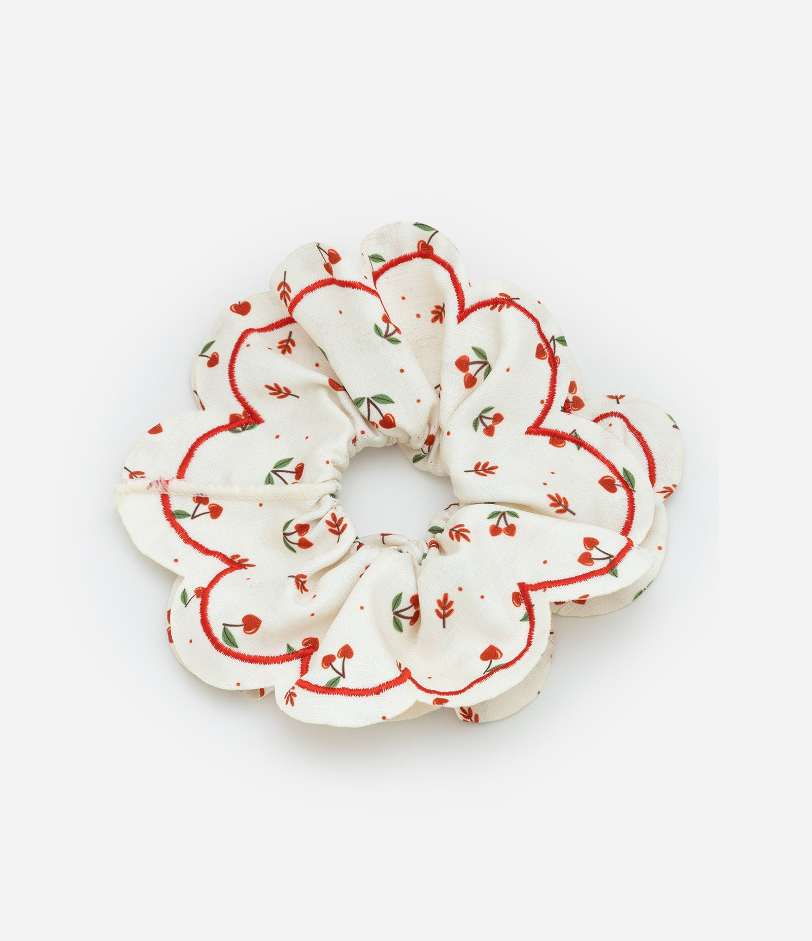 Scrunchie em Algodão com Estampa Cerejas Off White 1