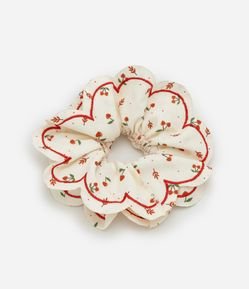Scrunchie em Algodão com Estampa Cerejas
