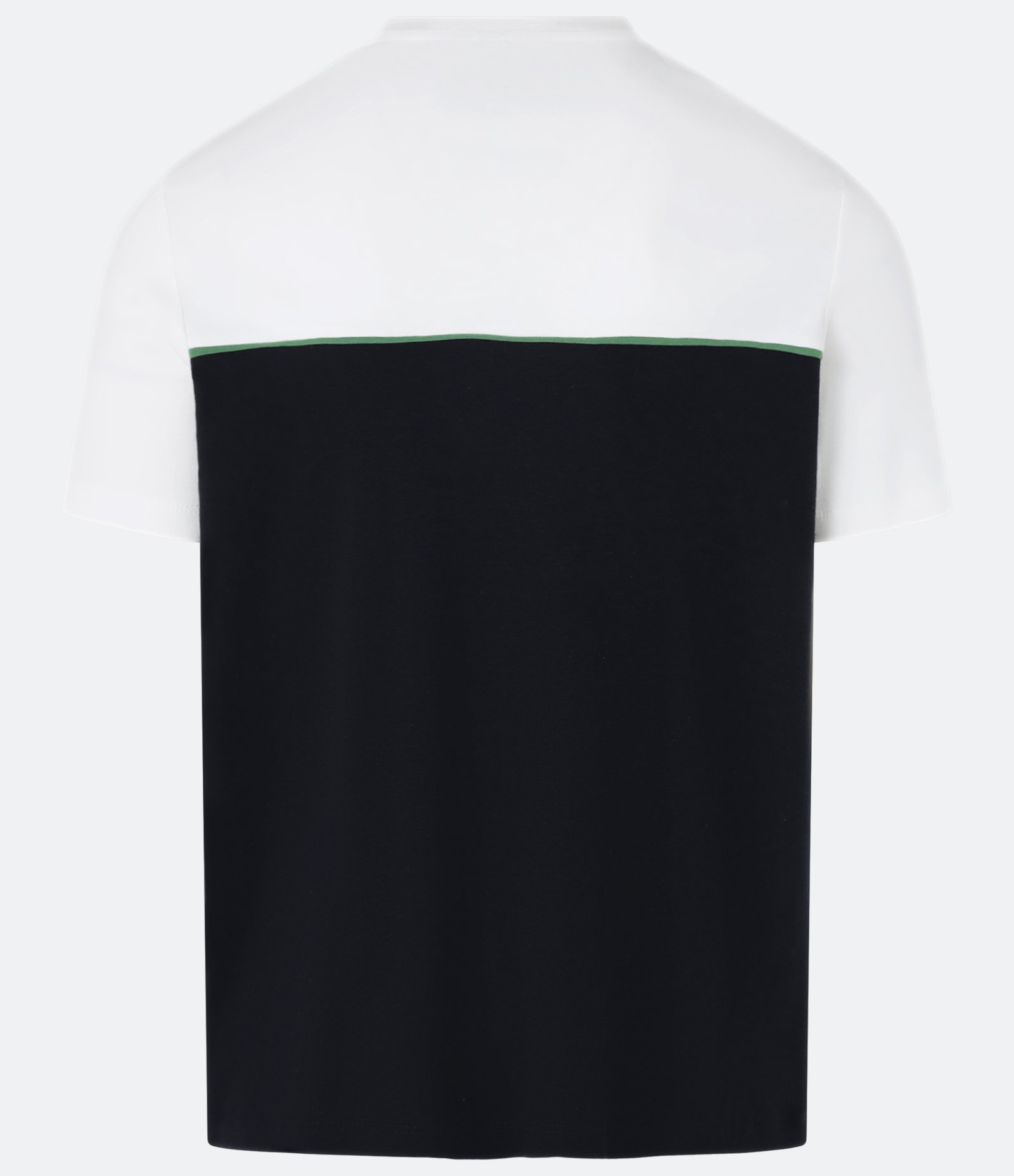 Camiseta Slim em Algodão com Recorte e Friso Contrastante Branco/Preto/Verde 2