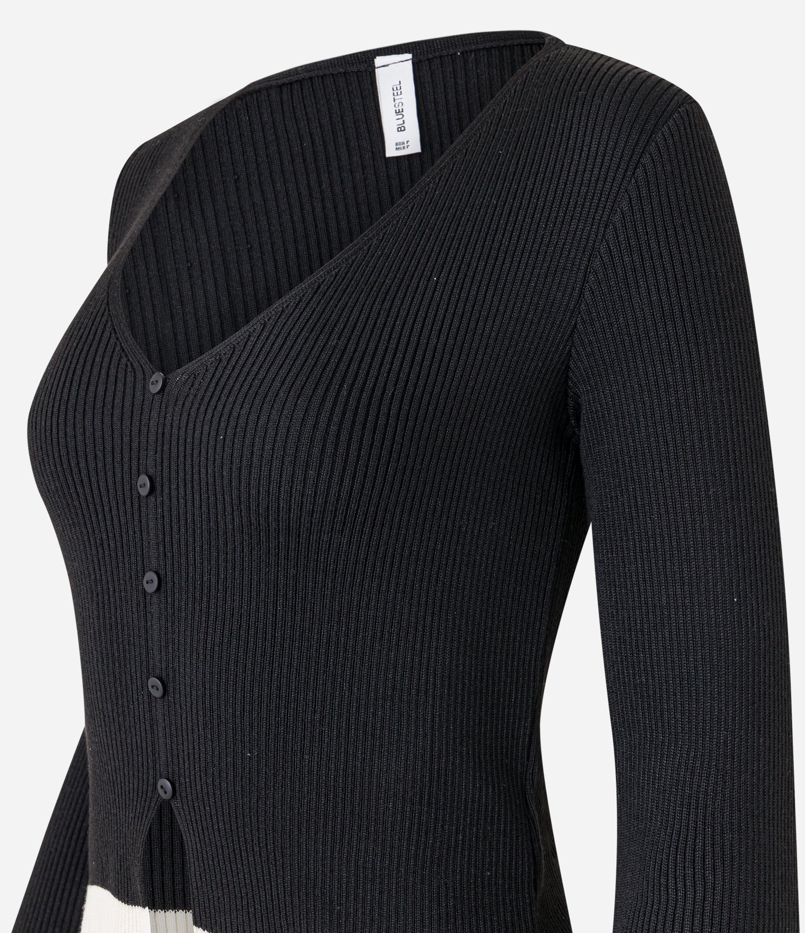 Blusa em Tricô com Botões e Babadinho Contrastante Preto 5