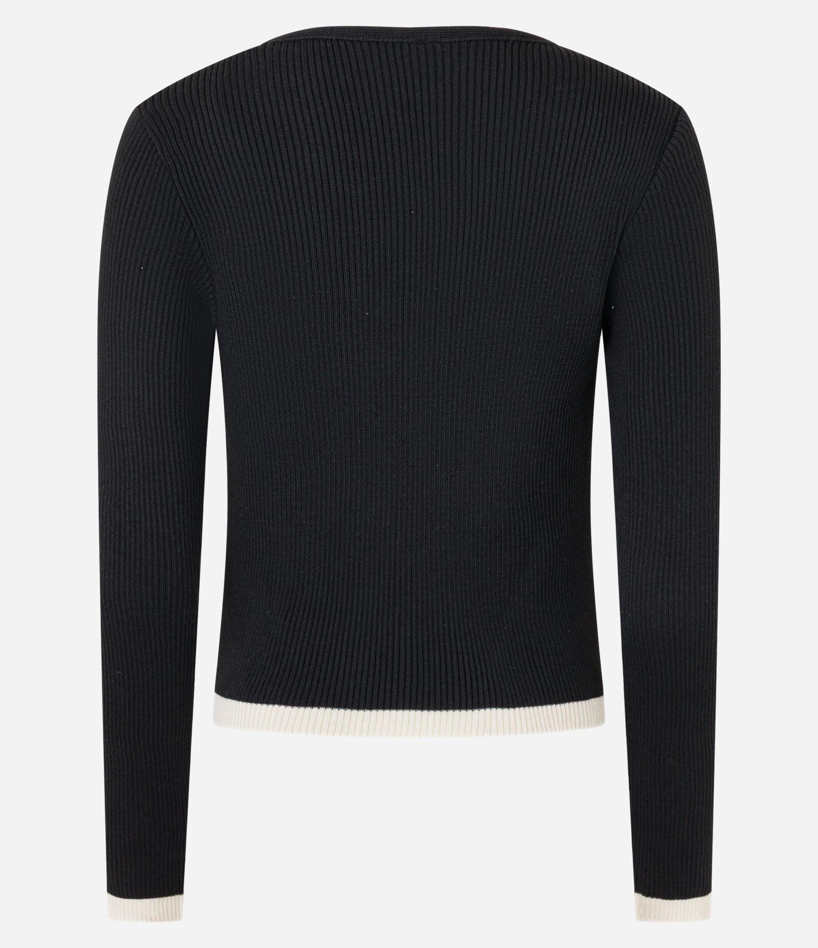 Blusa em Tricô com Botões e Babadinho Contrastante Preto 6