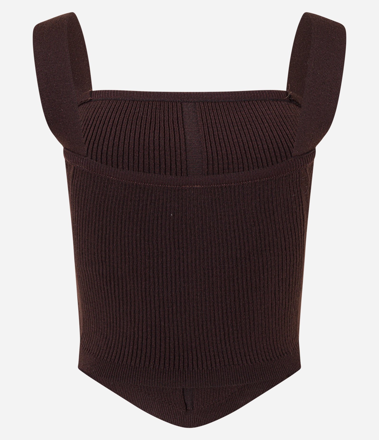 Blusa Corset em Tricô com Textura Canelada Marrom 6