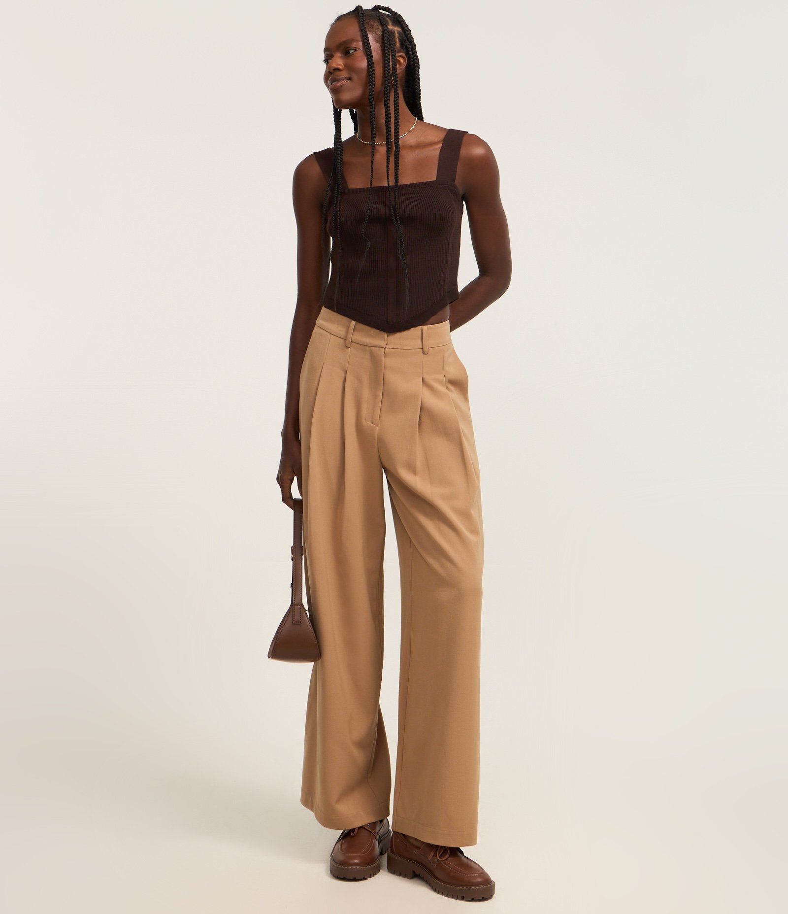 Blusa Corset em Tricô com Textura Canelada Marrom 2