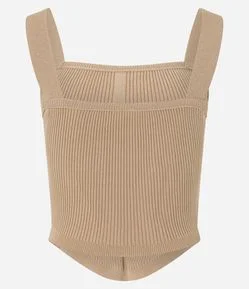 Blusa Corset em Tricô com Textura Canelada