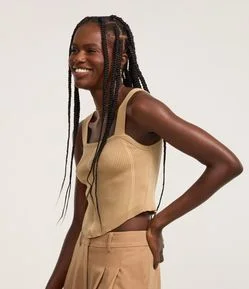 Blusa Corset em Tricô com Textura Canelada