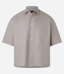 Camisa Overboxy em Sarja com Bolsos