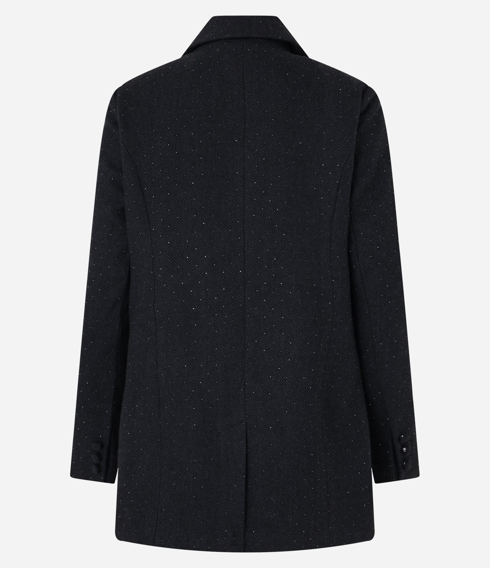 Blazer Oversized em Polivelour com Lapelas e Brilhos Preto 10