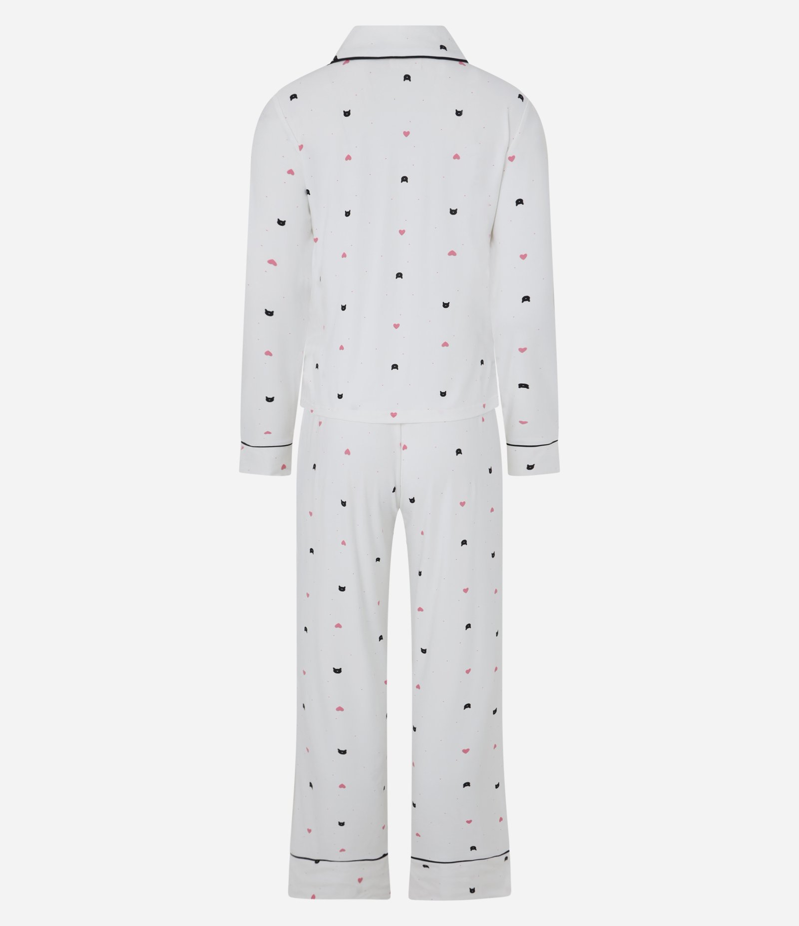 Pijama Americano Longo com Estampa de Gatinhos e Peach Touch Branco 6