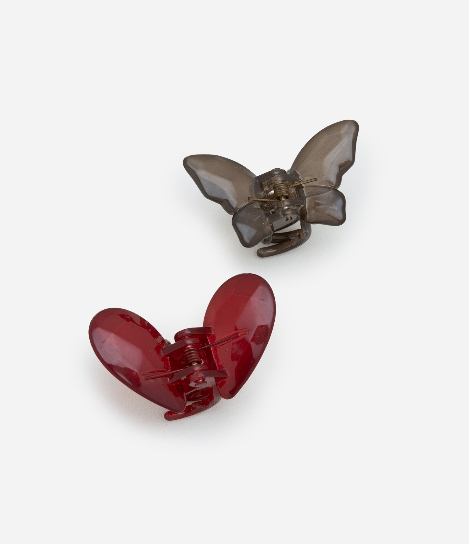 Kit 02 Piranhas de Cabelo em Forma de Coração e Borboleta Bordô/Verde 1
