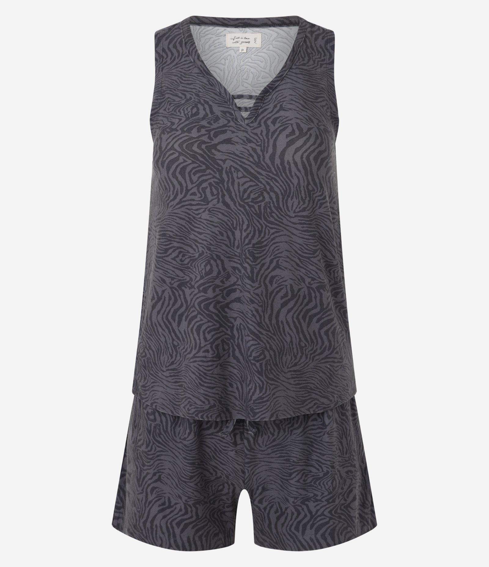 Pijama Short Doll em Peach Touch Animal Print Zebra Cinza 6