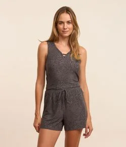 Pijama Short Doll em Peach Touch Animal Print Zebra