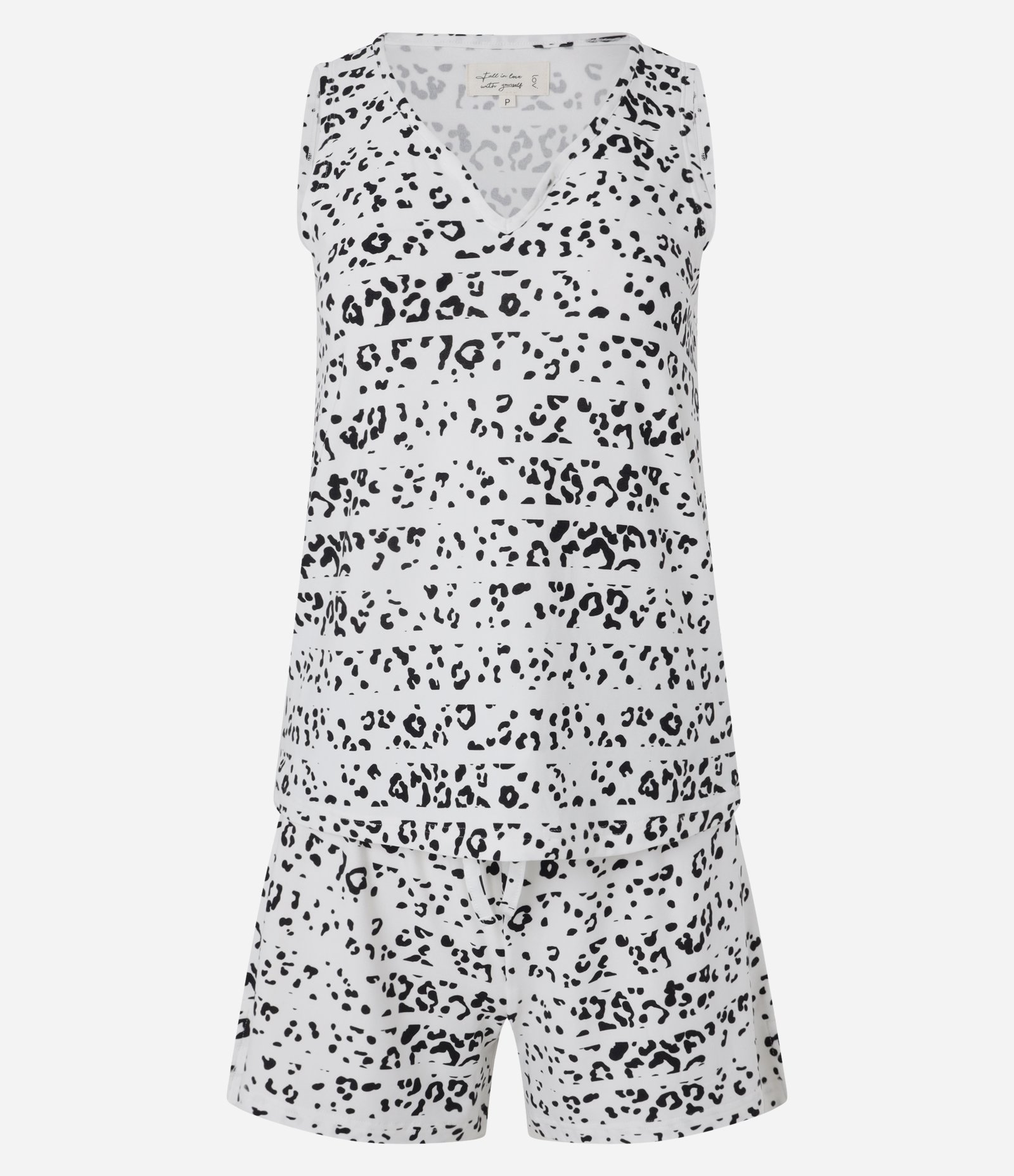 Pijama Short Doll em Peach Touch com Estampa Animal Print Onça Listrada Branco/Preto 4