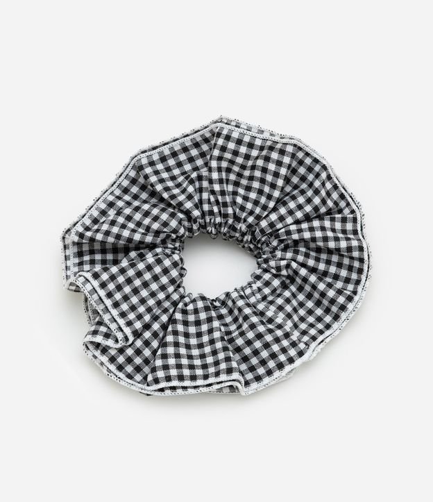 Scrunchie com Camada Dupla e Estampa Xadrez Vichy