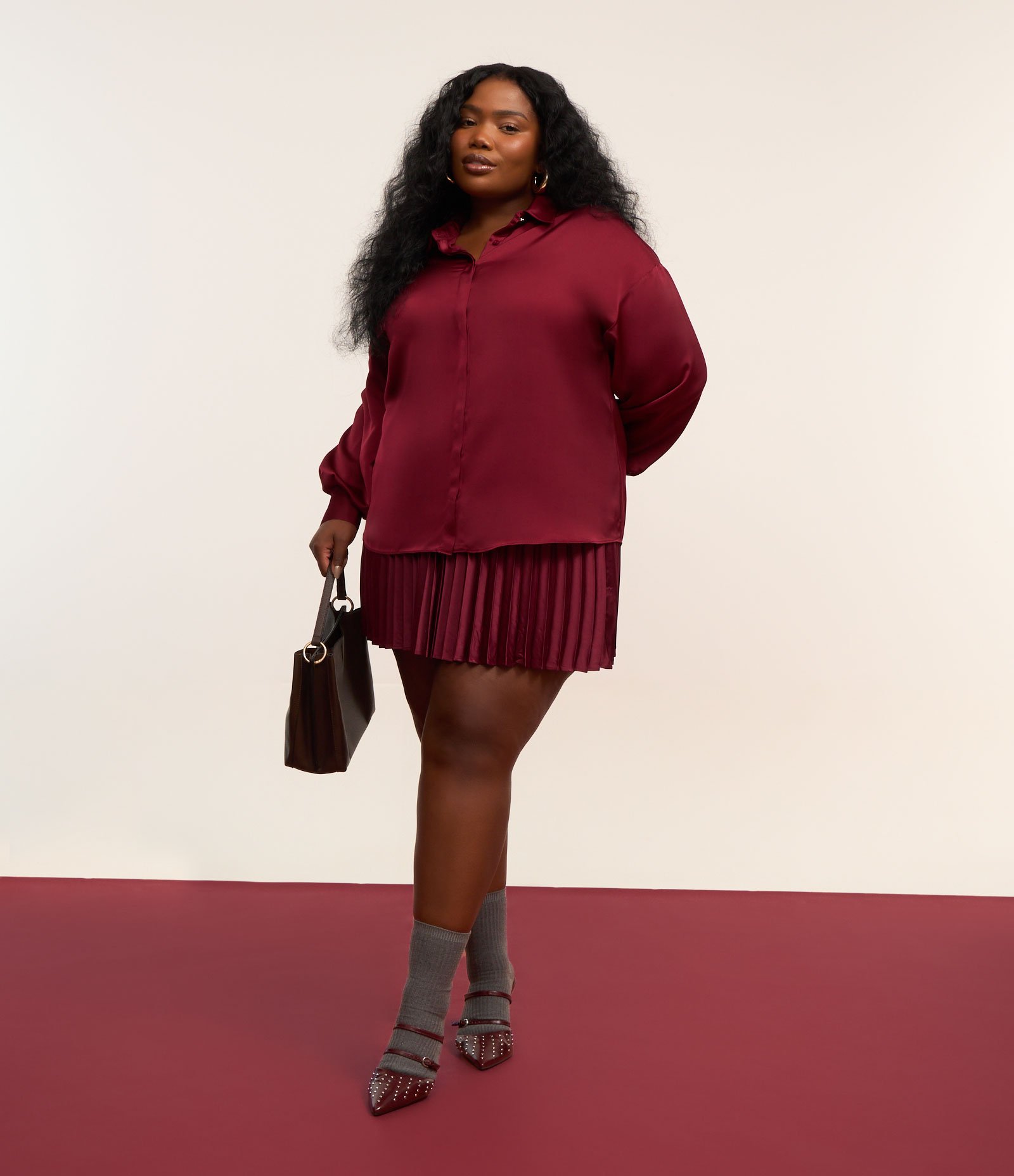 Camisa em Cetim com Manga Ampla Curve & Plus Size Vermelho 2