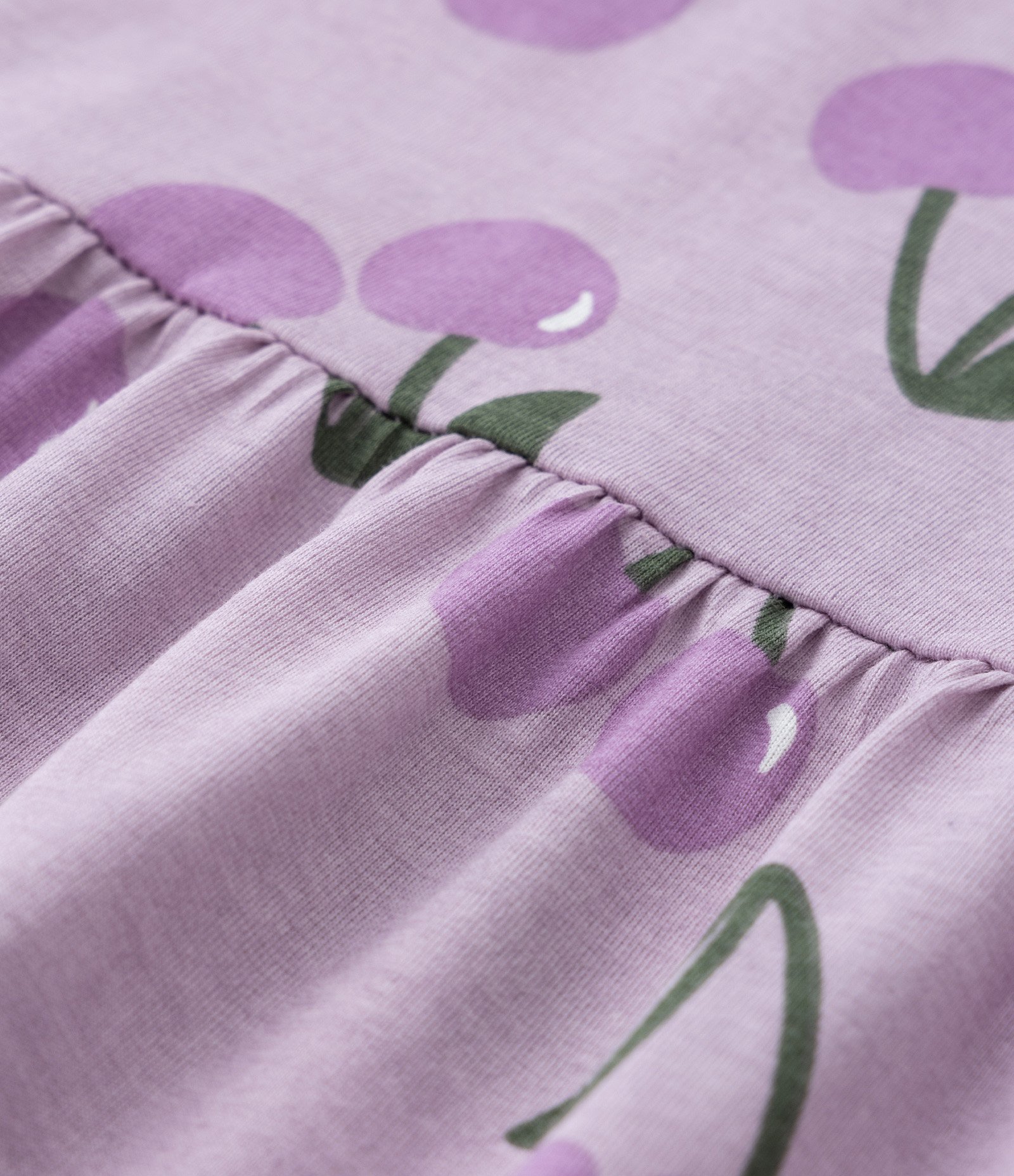 Vestido Infantil com Estampa de Cerejas e Babadinho - Tam 5 a 14 anos Roxo 4