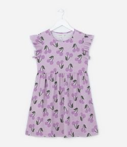 Vestido Infantil com Estampa de Cerejas e Babadinho - Tam 5 a 14 anos