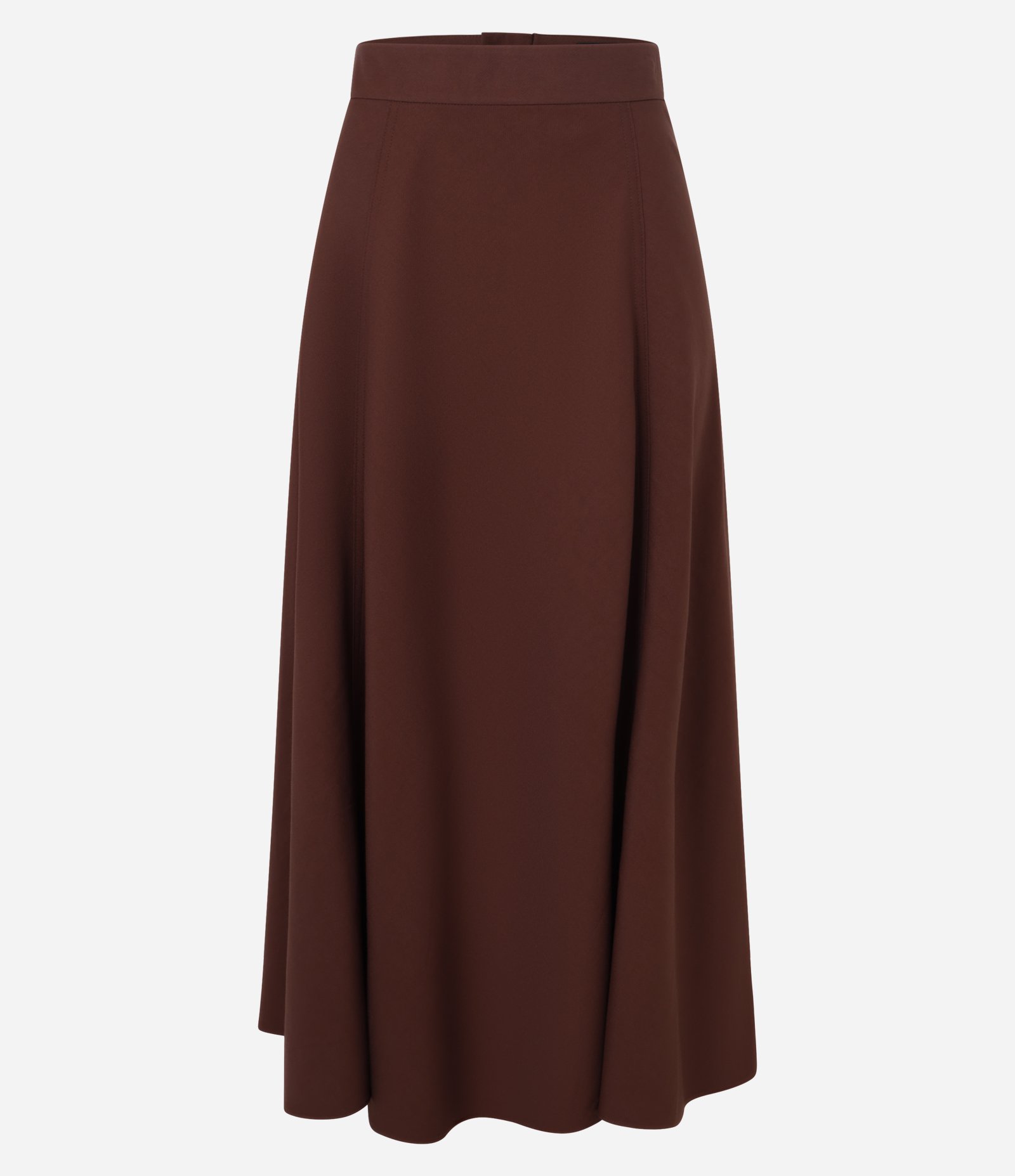 Saia Evasê Midi em Crepe com Cós Fixo Marrom 6