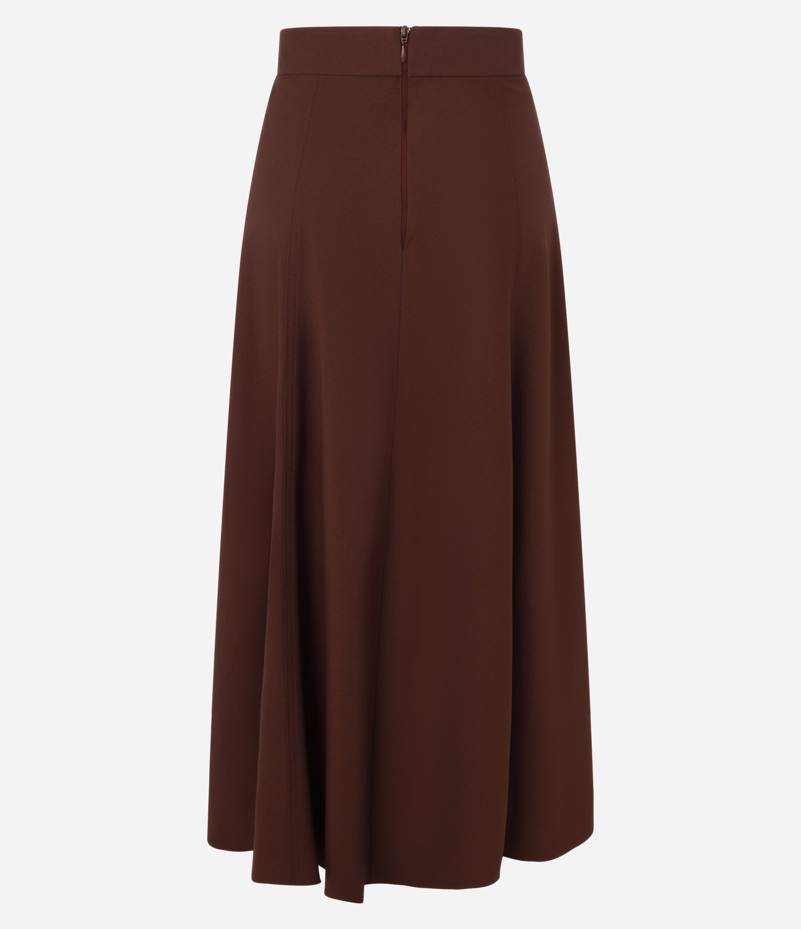 Saia Evasê Midi em Crepe com Cós Fixo Marrom 7