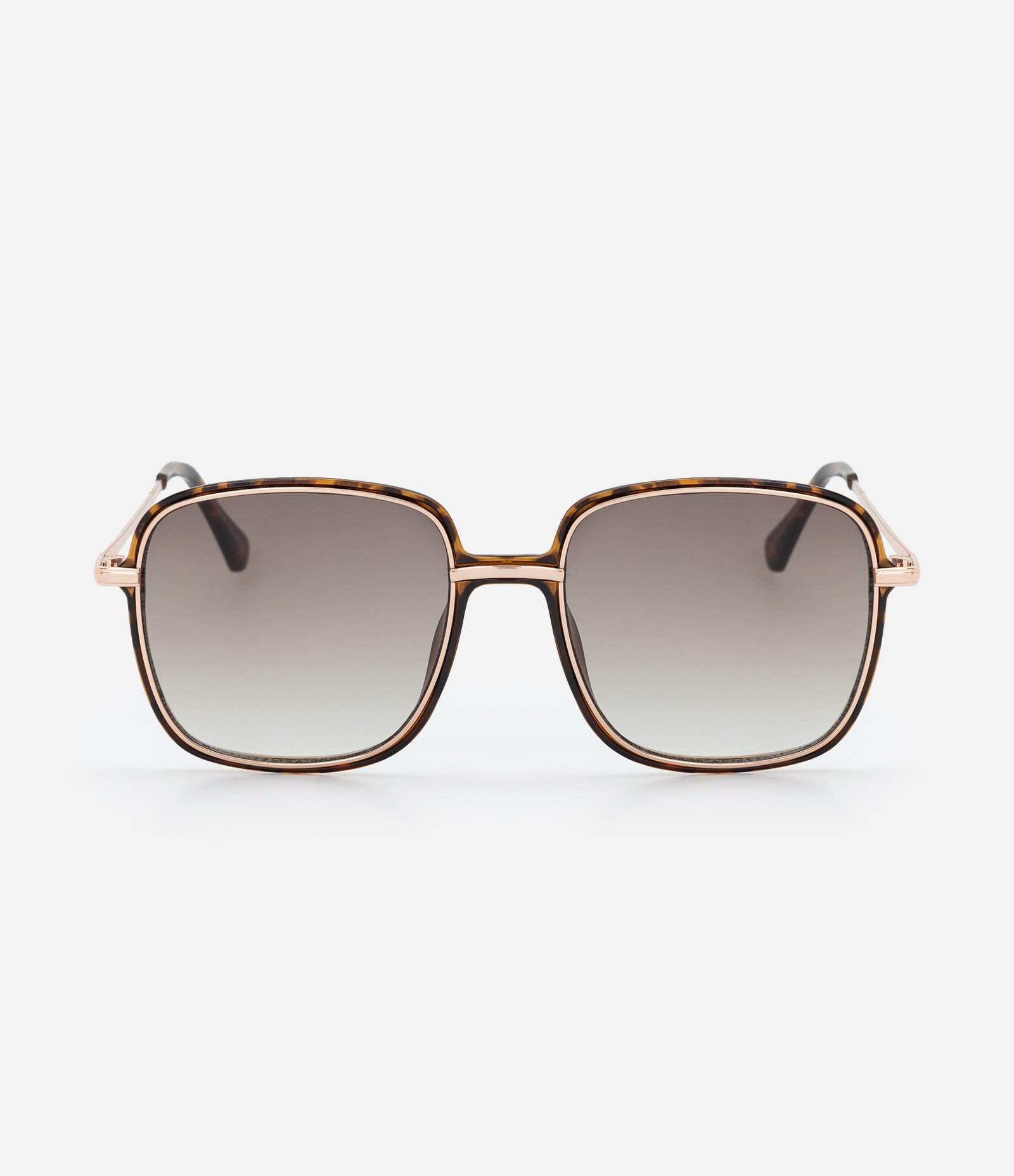 Óculos Quadrado em Metal com Haste Detalhe Estampa Tartaruga Marrom/ Dourado 3