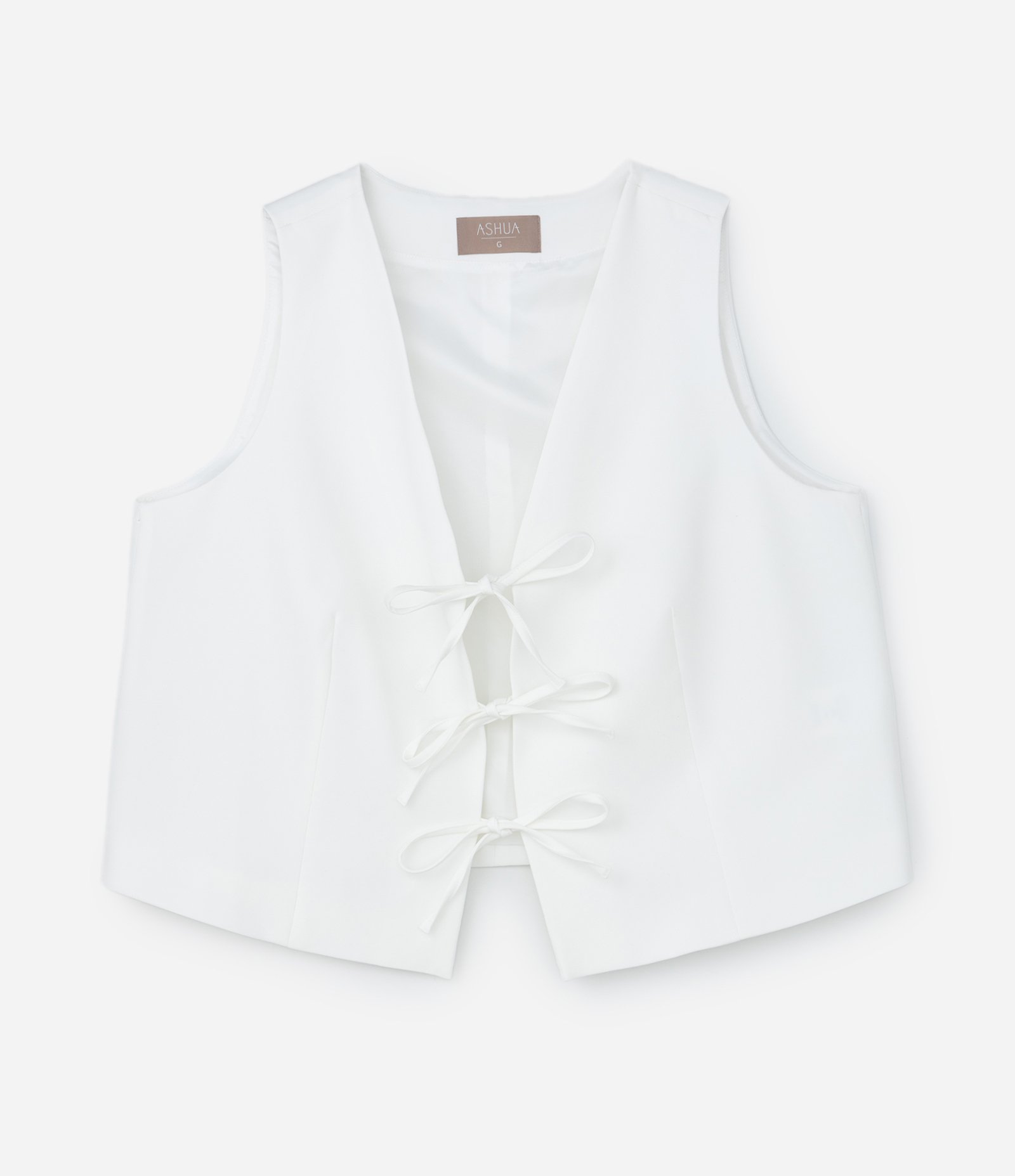 Colete Curto Alfaiataria com Lacinhos Curve e Plus Size Branco 5