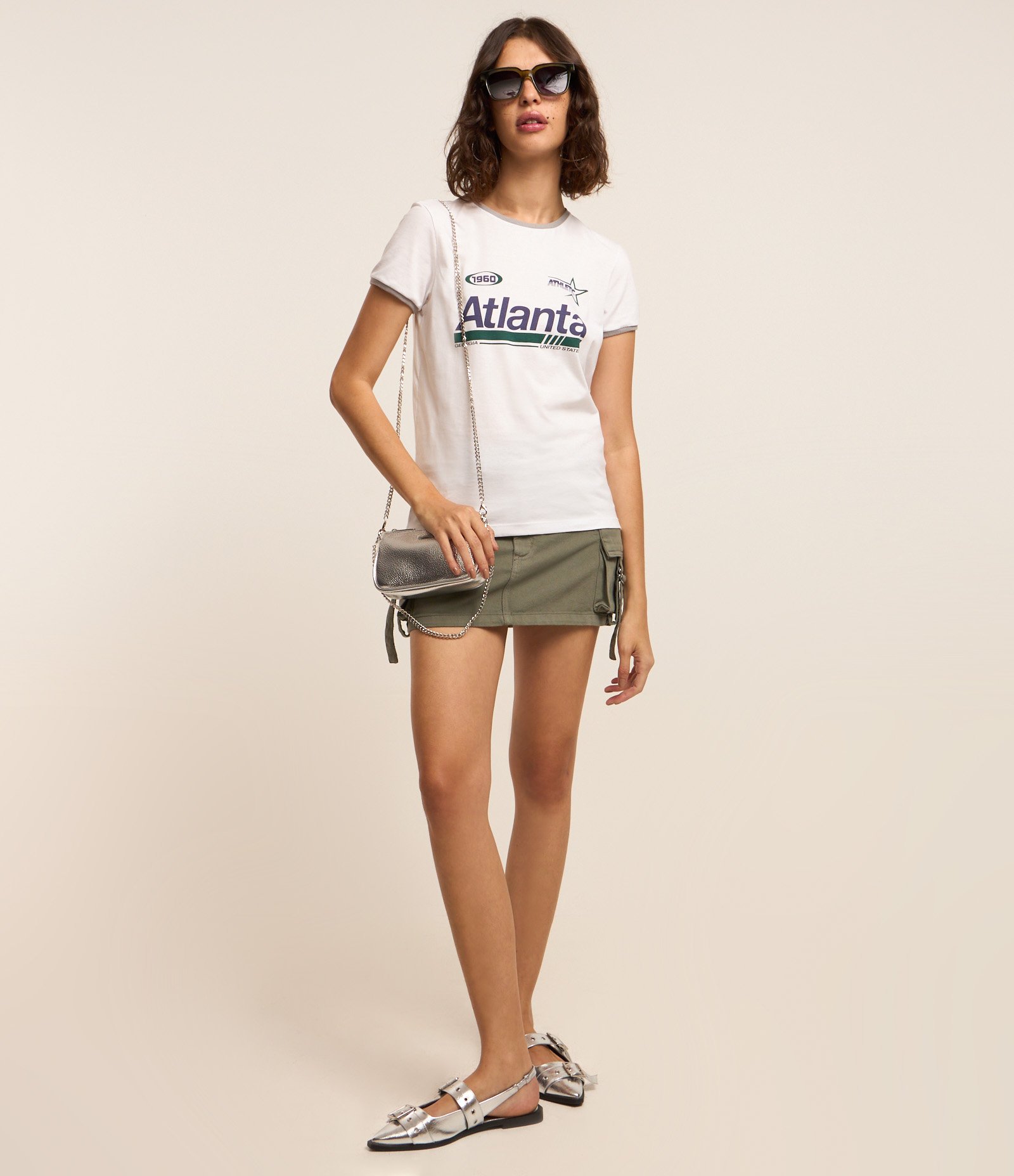 Blusa Baby Look em Algodão com Estampa Atlanta Branco 2