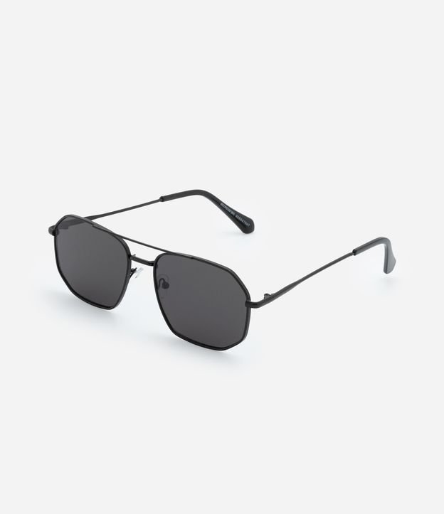 Óculos Quadrado em Metal com Lente Geométrica Fumê