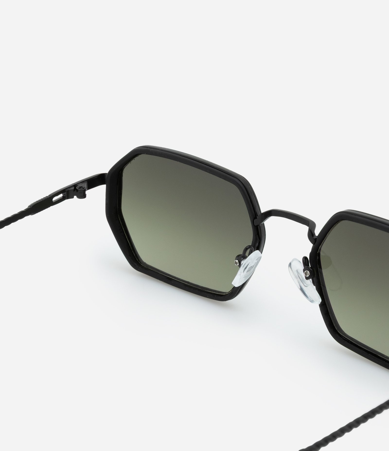 Óculos de Sol Quadrado Geométrico e Hastes Trançadas Marrom 3