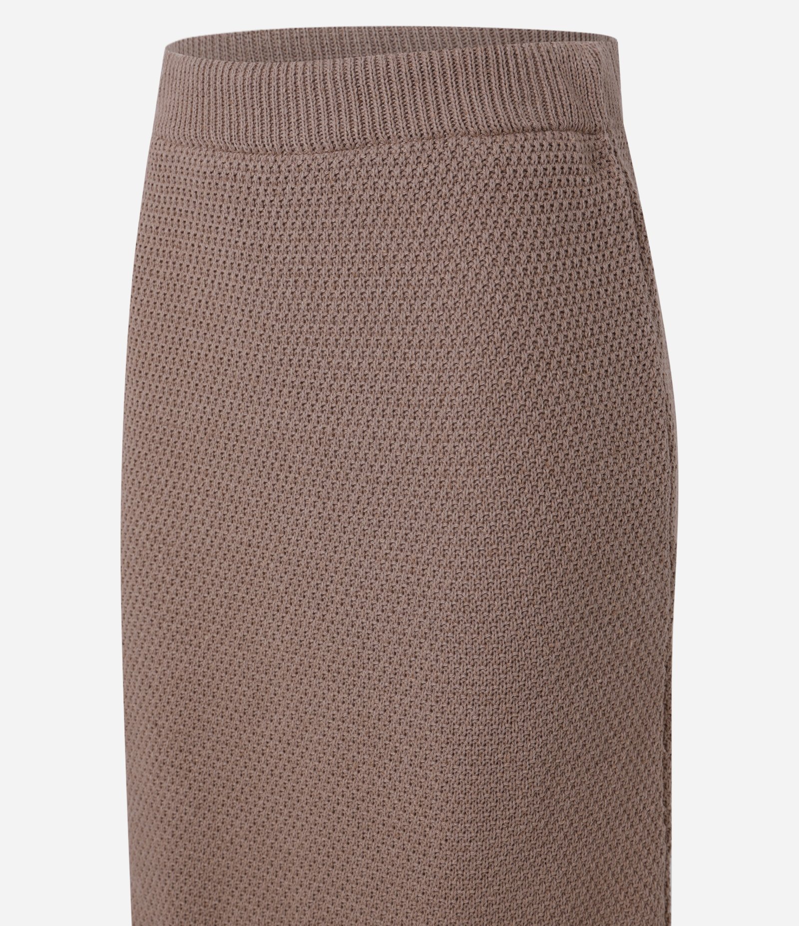 Saia Reta Midi em Tricô com Barra Efeito Crochê Marrom 7