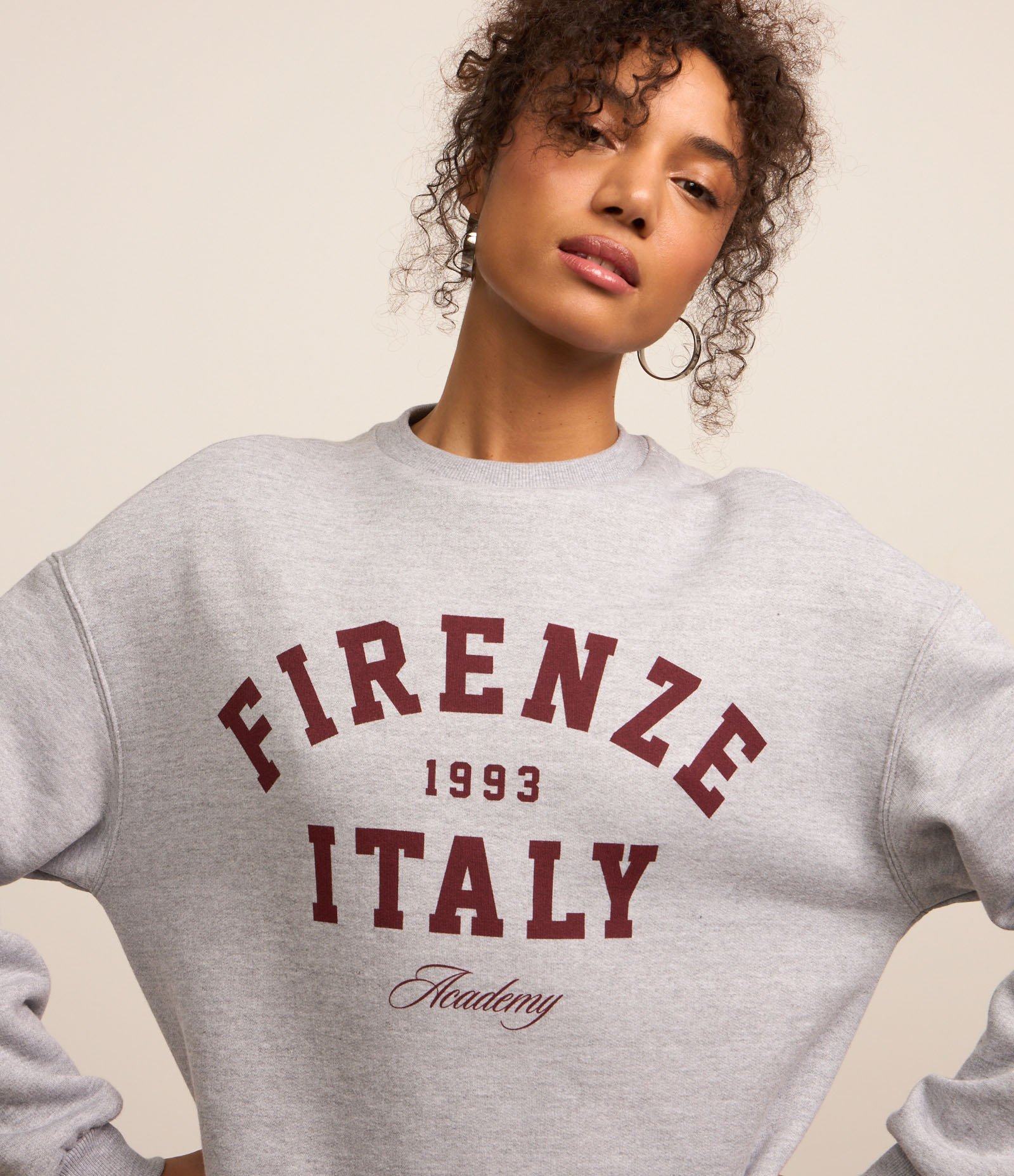 Blusão em Moletom com Forro Fleece e Estampa Firenze Italy Cinza 3