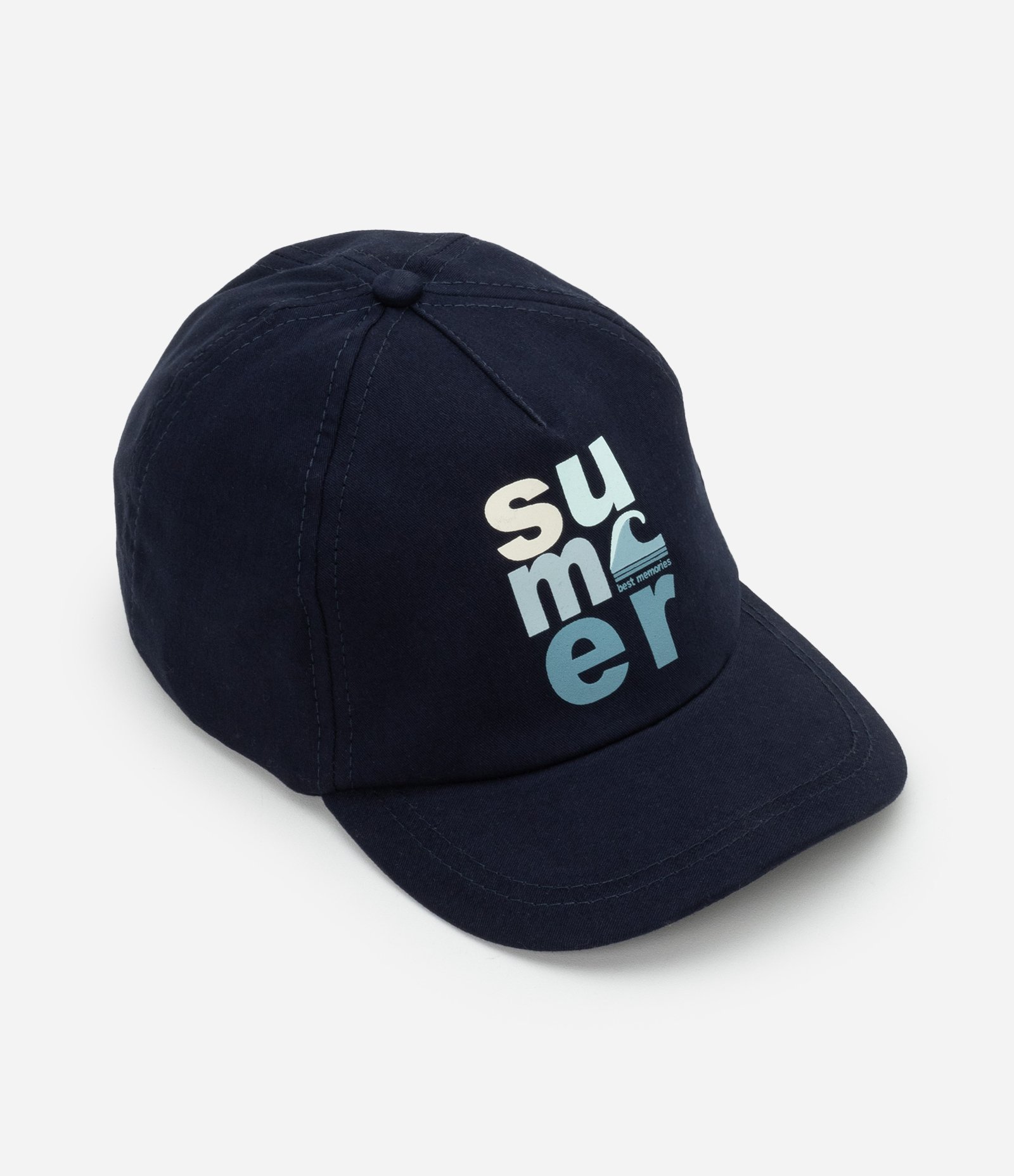 Boné Aba Reta Infantil em Sarja com Estampa Summer - Tam U Preto 1