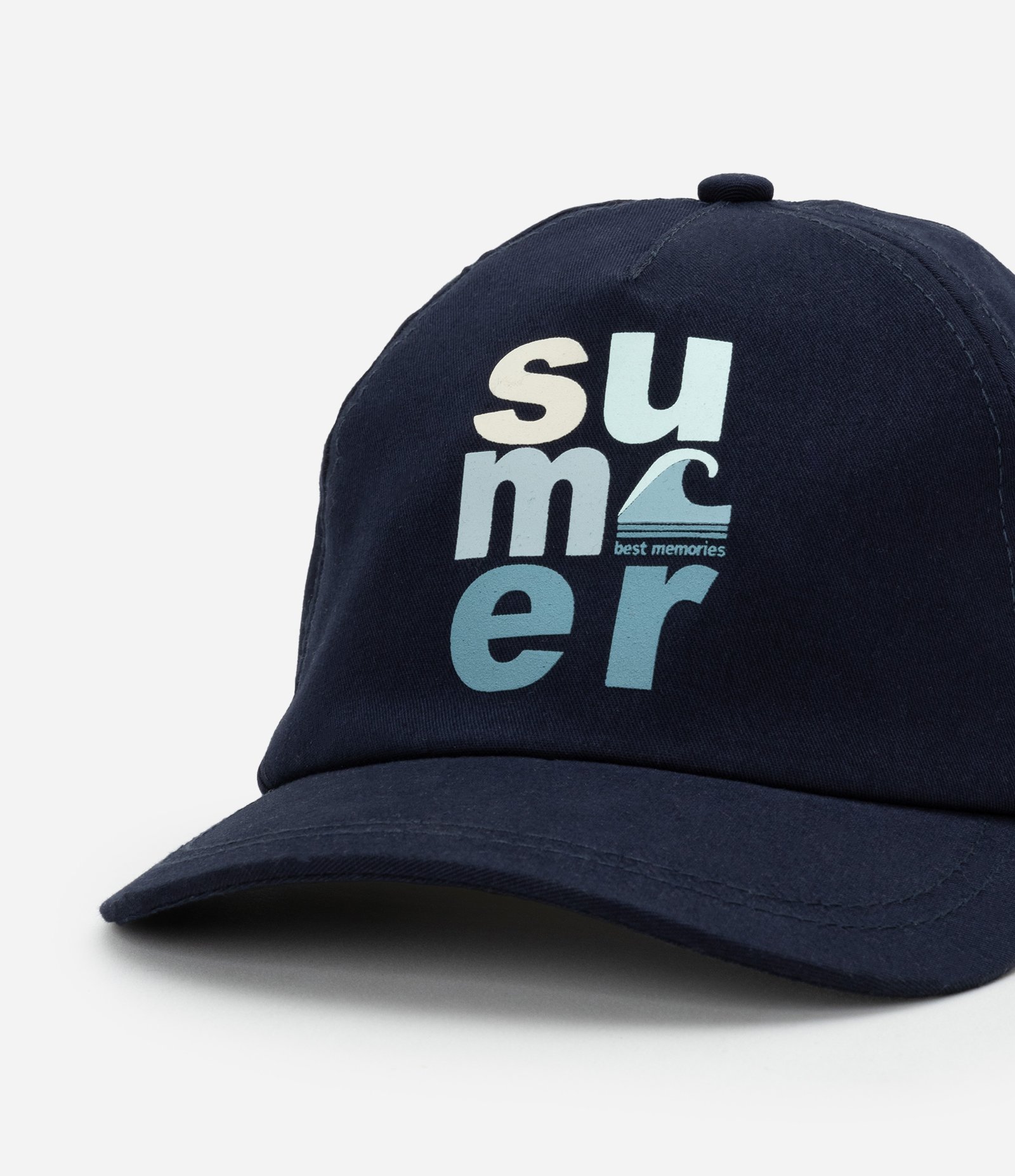 Boné Aba Reta Infantil em Sarja com Estampa Summer - Tam U Preto 4