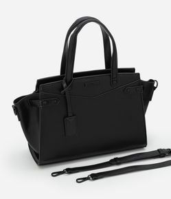 Bolsa Grande em PU com Detalhes Texturizados