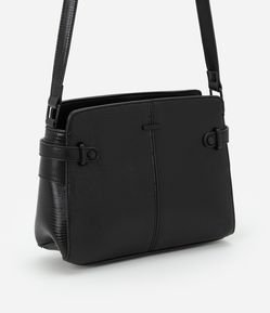 Bolsa Transversal Média em PU com Alça Regulável e Leve Textura